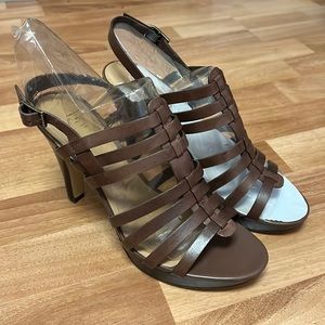 Franco Sarto Brown High Heel Lether Sandals